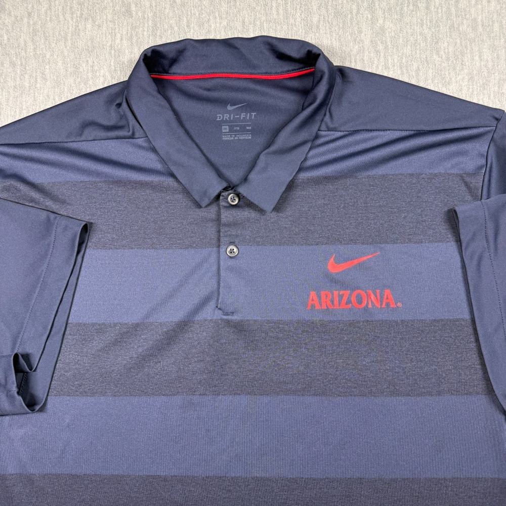 Nike Shirt Mens 3XL Blue Striped Dri-FIT Arizona Wildcats Golf Polo Athletic